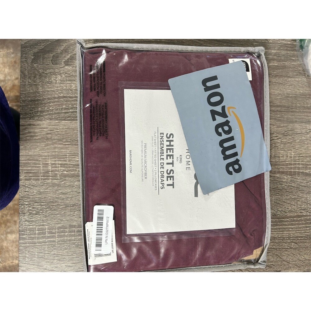 Bare Home Sheet Set King Burgundy Wine Red Solid 4-Piece Flat Fitted 2PC